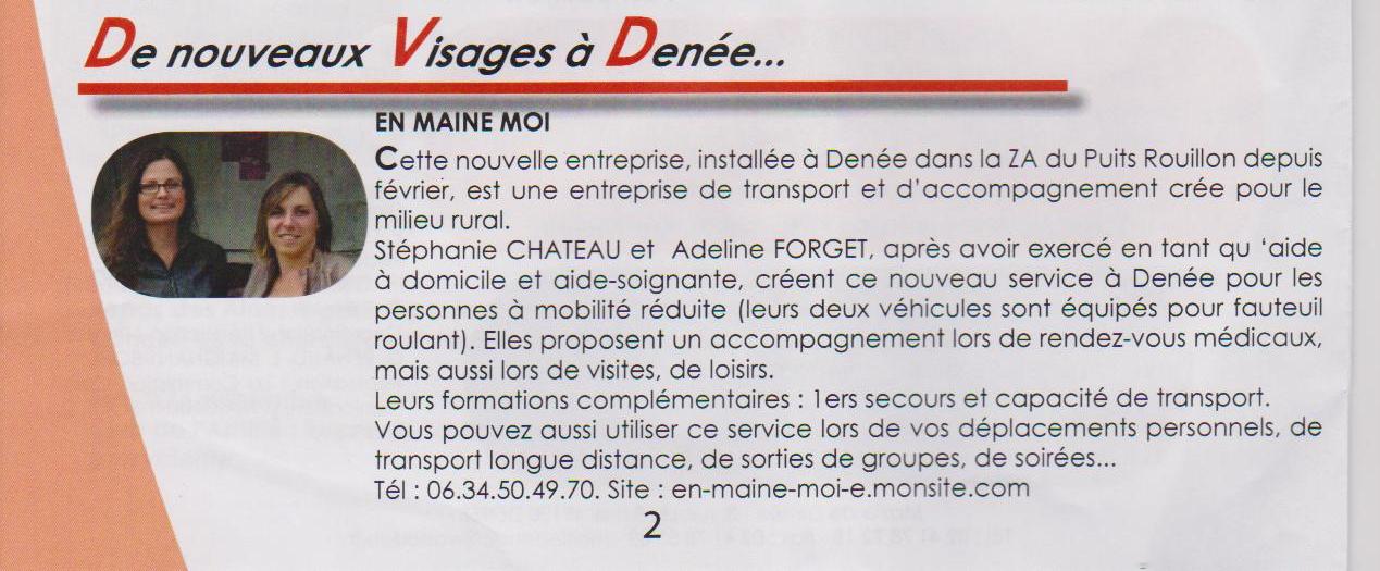 Article paru dans le journal de Denée